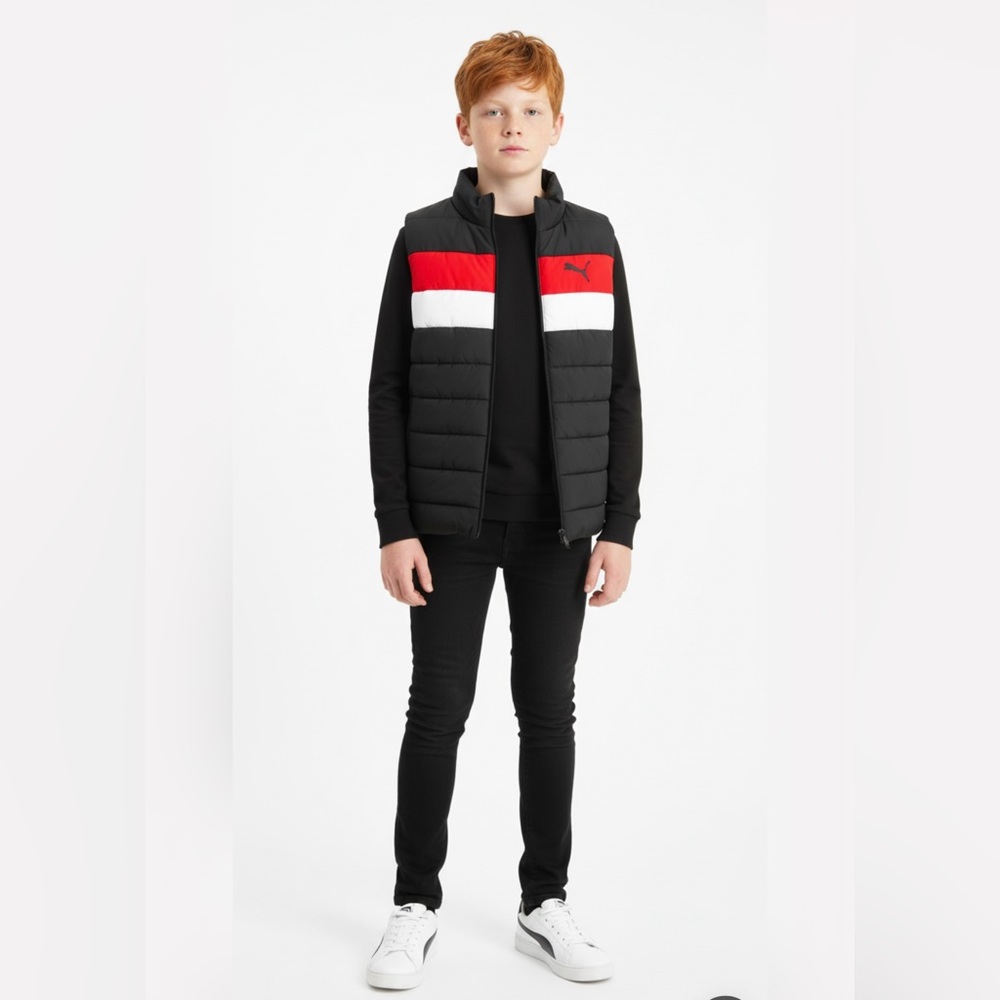 Puffer vest‎ Puma Kids Black, Red, and White Puffer Vest